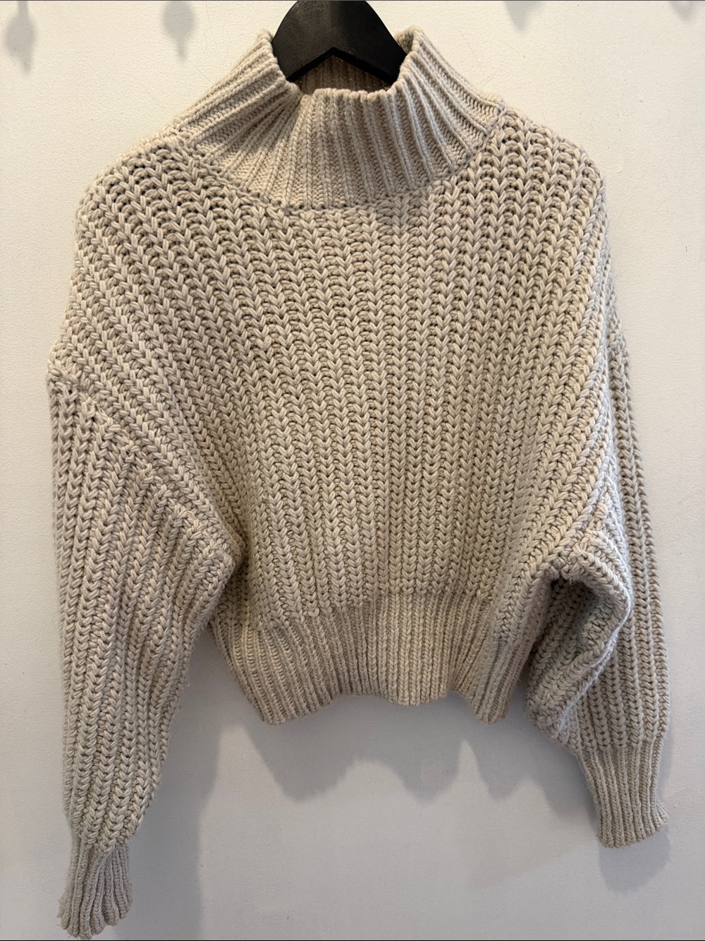H&M Cream Chunky Knit Turtleneck Sweater